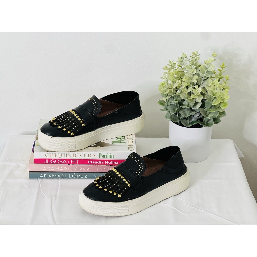 Bcbgmaxazria Women's Dita Goat Leather Slip-On Black Sneakers Shoes Size 5.5